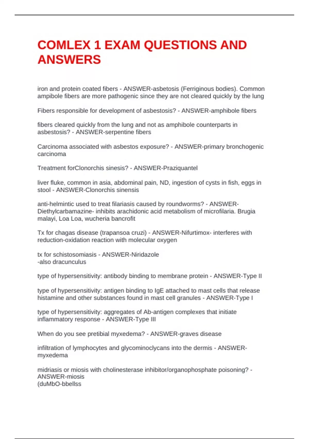 COMLEX 1 EXAM QUESTIONS AND ANSWERS - COMSAE - Stuvia US