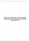  STATE OF COLORADO SALES LICENSE TEST&lpar;PEARLS &rpar;EXAM 2025 QUESTIONS 100&percnt; SOLVED&period;