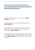 BIOD 331 &vert; NURS 231 Pathophysiology Final Exam  LATEST 2025 WITH CORRECT QUESTIONS AND DETAILED  ANSWERS&sol;ALREADY GRADED A&plus; 