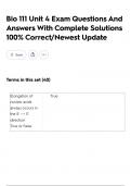 Bio 111 Unit 4 Exam Questions And Answers With Complete Solutions 100&percnt; Correct&sol;Newest Update