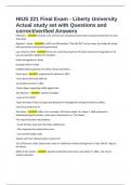 HIUS 221 Final Exam - Liberty University Actual study set with Questions and correct&sol;verified Answers