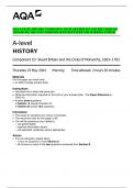 AQA A-LEVEL HISTORY COMPONENT 1D STUART BRITAIN AND THE CRISIS OF  MONARCHY&comma; 1603&ndash;1702 COMBINED QUESTION PAPER AND MARKING SCHEME 