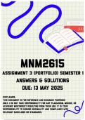 MNM2615 Assignment 3 &lpar;Portfolio&rpar; Semester 1 Memo &vert; Due 13 May 2025
