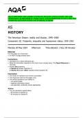AQA AS HISTORY THE AMERICAN DREAM&colon; REALITY AND ILLUSION&comma; 1945&ndash;1980  COMPONENT 2Q PROSPERITY&comma; INEQUALITY AND SUPERPOWER STATUS&comma; 1945&ndash;1963  COMBINED QUESTION PAPER AND MARKING SCHEME 