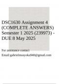 DSC1630 Assignment 4 &lpar;COMPLETE ANSWERS&rpar; Semester 1 2025 &lpar;239973&rpar; - DUE 8 May 2025&semi;