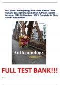 Test Bank - Anthropology What Does It Mean To Be Human&quest; SecondCanadian Edition Author&colon;Robert H&period; Lavenda&comma; 2025 All Chapters &vert; 100&percnt; Complete A&plus; Study  Guide Latest Edition