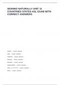 SIGNING NATURALLY UNIT 11 COUNTRIES STATES ASL EXAM WITH CORRECT ANSWERS