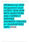 OB&sol;Maternity HESI Assignment exam LATEST 2025-2026 WITH QUESTIONS AND CORRECT VERIFIED ANSWERS GRADED A&plus; GUARANTEED 100&percnt; PASS