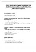 Quick Test Prep for Tulane Psychology &ndash; Fast Recall Q&A for Rollins' PSYCH Quizzes