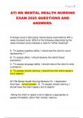 ATI RN MENTAL HEALTH NURSING  EXAM 2025 QUESTIONS AND  ANSWERS&period; 