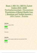 Exam 1&colon; MH 701 &sol; MH701 &lpar;Latest Update 2025 &sol; 2026&rpar; Psychopharmacologic &sol; Neuroscience Foundations of Mental Health Care &vert; Questions and Verified Answers &vert; 100&percnt; Correct - Frontier