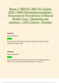 Exam 1&colon; MH701 &sol; MH 701 &lpar;Latest 2025 &sol; 2026 Updates STUDY BUNDLE&rpar; Psychopharmacologic &sol; Neuroscience Foundations of Mental Health Care &vert; Questions and Verified Answers &vert; 100&percnt; Correct - Frontier