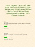 Exam 1&colon; MH701 &sol; MH 701 &lpar;Latest 2025 &sol; 2026 Updates STUDY BUNDLE&rpar; Psychopharmacologic &sol; Neuroscience Foundations of Mental Health Care &vert; Questions and Verified Answers &vert; 100&percnt; Correct - Frontier
