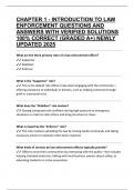 CHAPTER 1 - INTRODUCTION TO LAW ENFORCEMENT QUESTIONS AND ANSWERS WITH VERIFIED SOLUTIONS 100&percnt; CORRECT &lpar;GRADED A&plus;&rpar; NEWLY UPDATED 2025