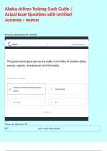 Alaska Airlines Training Study Guide &sol; Actual Exam Questions with Certified Solutions &sol; Newest 