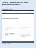Kansas Life & Health Insurance Final Exam &sol; Questions & Detailed Solutions&period;