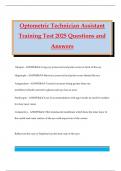 Optometric Technician Assistant Training Test 2025 Questions and Answers