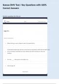 Kansas DMV Test &sol; Key Questions with 100&percnt; Correct Answers