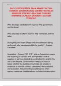 FAC-C CERTIFICATION EXAM NEWEST ACTUAL  EXAM 200 QUESTIONS AND CORRECT DETAILED  ANSWERS WITH EXPLANATIONS &lpar;VERIFIED  ANSWERS&rpar; &vert;ALREADY GRADED A&plus;&vert;&vert; LATEST  VERSION&excl;&excl;&excl; 