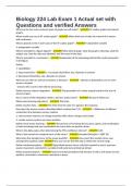Biology 224 Lab Exam 1 Actual set with Questions and verified Answers