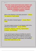 DHT FINAL EXAM QUESTIONS BANK NEWEST 2025  ACTUAL EXAM 300 QUESTIONS AND CORRECT  DETAILED ANSWERS WITH EXPLANATIONS  &lpar;VERIFIED ANSWERS&rpar; &vert;ALREADY GRADED  A&plus;&vert;&vert;LATEST VERSION&excl;&excl;&excl;