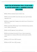 &ast;&ast;COMPUTER NETWORKING FINAL EXAM BANK &ndash; A&plus; RATED QUESTIONS & ANSWERS UPDATED 2024&sol;2025&ast;&ast;