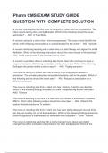 Pharm CMS EXAM STUDY GUIDE QUESTION WITH COMPLETE SOLUTION