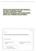 EMPLOYEE REGISTRATION MANUAL&colon; GA PEST CONTROL EXAM &lpar;QUESTIONSBANK&rpar; 555 QUESTIONS WITH ALL PASSED SOLUTIONS&excl;&excl;