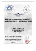 ZOL2601 Assignment 4 &lpar;COMPLETE ANSWERS&rpar; 2025 - DUE 13 May 2025&semi;100&percnt; trusted &comma;comprehensive and complete reliable solution with clear explanation