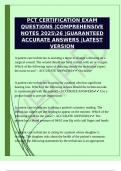 PCT CERTIFICATION EXAM QUESTIONS &vert;COMPREHENSIVE NOTES 202526 &vert;GUARANTEED ACCURATE ANSWERS &vert;LATEST VERSION