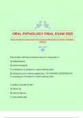 ORAL PATHOLOGY FINAL EXAM 2025 WITH GUARANTEED ACCURATE ANSWERS &vert;VERIFIED