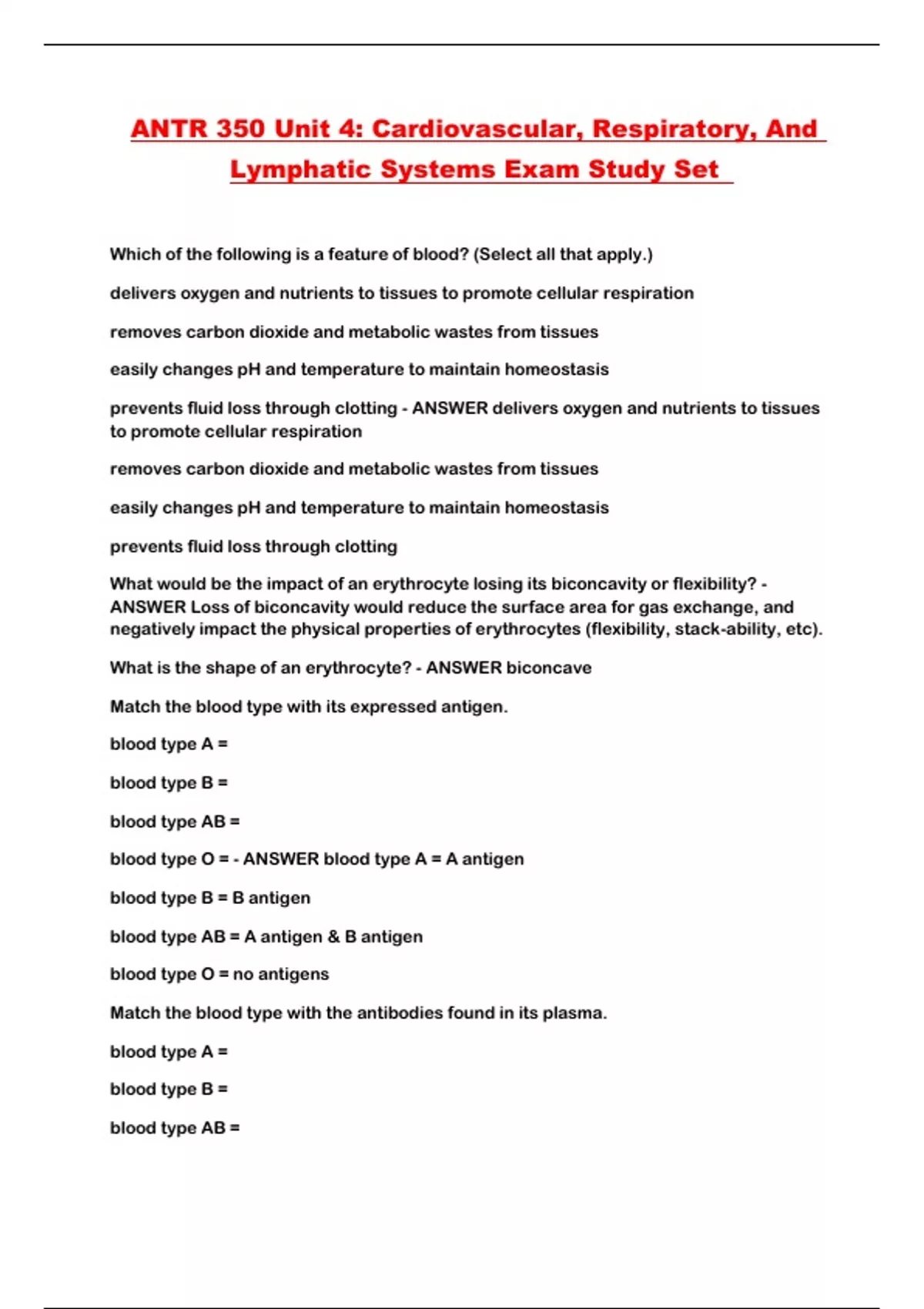 ANTR 350 Unit 4: Cardiovascular, Respiratory, And Lymphatic Systems ...