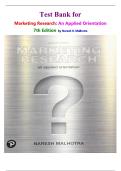 Test Bank for Marketing Research&colon; An Applied Orientation 7th Edition by Naresh K&period; Malhotra isbn-9780134734842