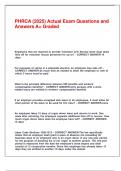 PHRCA &lpar;2025&rpar; Actual Exam Questions and Answers A&plus; Graded&period;