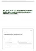 AIRPORT MANAGEMENT EXAM 1 &lpar;AVMG 4130 - BILL HUTTO&rpar; QUESTIONS WITH PASSED ANSWERS&excl;&excl;