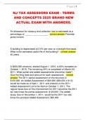 NJ TAX ASSESSORS EXAM - TERMS  AND CONCEPTS 2025 BRAND NEW  ACTUAL EXAM WITH ANSWERS&period;
