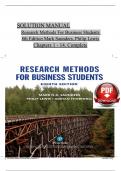 Solution Manual for Research Methods For Business Students 8th Edition Mark Saunders&comma; Philip Lewis