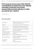 FTCE Computer Science Exam 2025 UPDATE&vert; COMPREHENSIVE QUESTIONS AND VERIFIED ANSWERS &lpar;COMPLETE SOLUTIONS&rpar; GUARANTEED SUCCESS &vert;GRADE A&plus;&excl;&excl; &lpar;100&percnt; ACCURATE&rpar; GET IT RIGHT&excl;&excl;