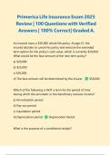 Primerica Life Insurance Exam 2025 Review &vert; 100 Questions with Verified Answers &vert; 100&percnt; Correct&vert; Graded A&period;