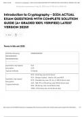 Introduction to Cryptography - D334 ACTUAL EXAM QUESTIONS WITH COMPLETE SOLUTION GUIDE &lpar;A&plus; GRADED 100&percnt; VERIFIED&rpar; LATEST VERSION 2025&excl;&excl;