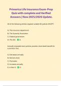 Primerica Life Insurance Exam-Prep Quiz with complete and Verified Answers &vert; New 2025&sol;2026 Update&period;