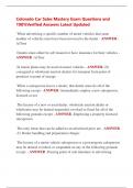 Colorado Car Sales Mastery Exam Questions and  100&percnt;Verified Answers Latest Updated