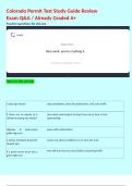 Colorado Permit Test Study Guide Review Exam Q&A &sol; Already Graded A&plus; 