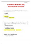 AUTO MECHANICS TEST 2025  QUESTIONS AND ANSWERS&period;