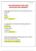 AUTO MECHANICS TEST 2025  QUESTIONS AND ANSWERS&period; 
