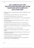 NIC COSMETOLOGY PRE CERTIFICATION REVIEW FINAL EXAM   QUESTIONS WITH COMPLETE SOLUTIONS 2025