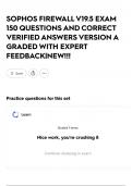 SOPHOS FIREWALL V19&period;5 EXAM 150 QUESTIONS AND CORRECT VERIFIED ANSWERS VERSION A GRADED WITH EXPERT FEEDBACK&vert;NEW&excl;&excl;&excl;