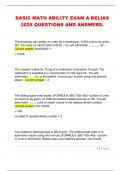 BASIC MATH ABILITY EXAM A RELIAS  2025 QUESTIONS AND ANSWERS&period; 