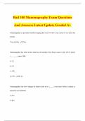 Rad 100 Mammography Exam Questions And Answers Latest Update Graded A&plus;