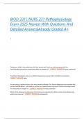 BIOD 331 &vert; NURS 231 Pathophysiology  Exam 2025 Newest With Questions And  Detailed Answers&vert;Already Graded A&plus; 